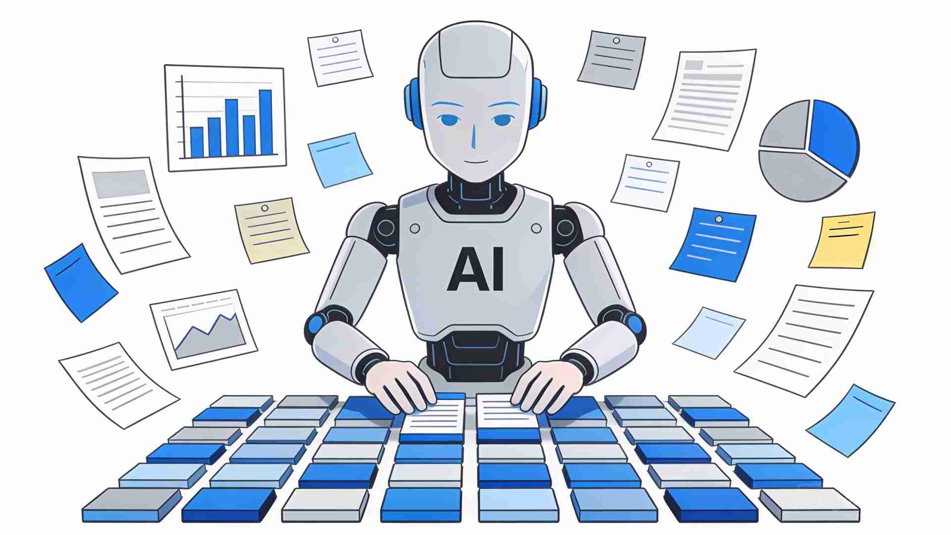AI将零散工作数据整理成年终总结素材的流程图