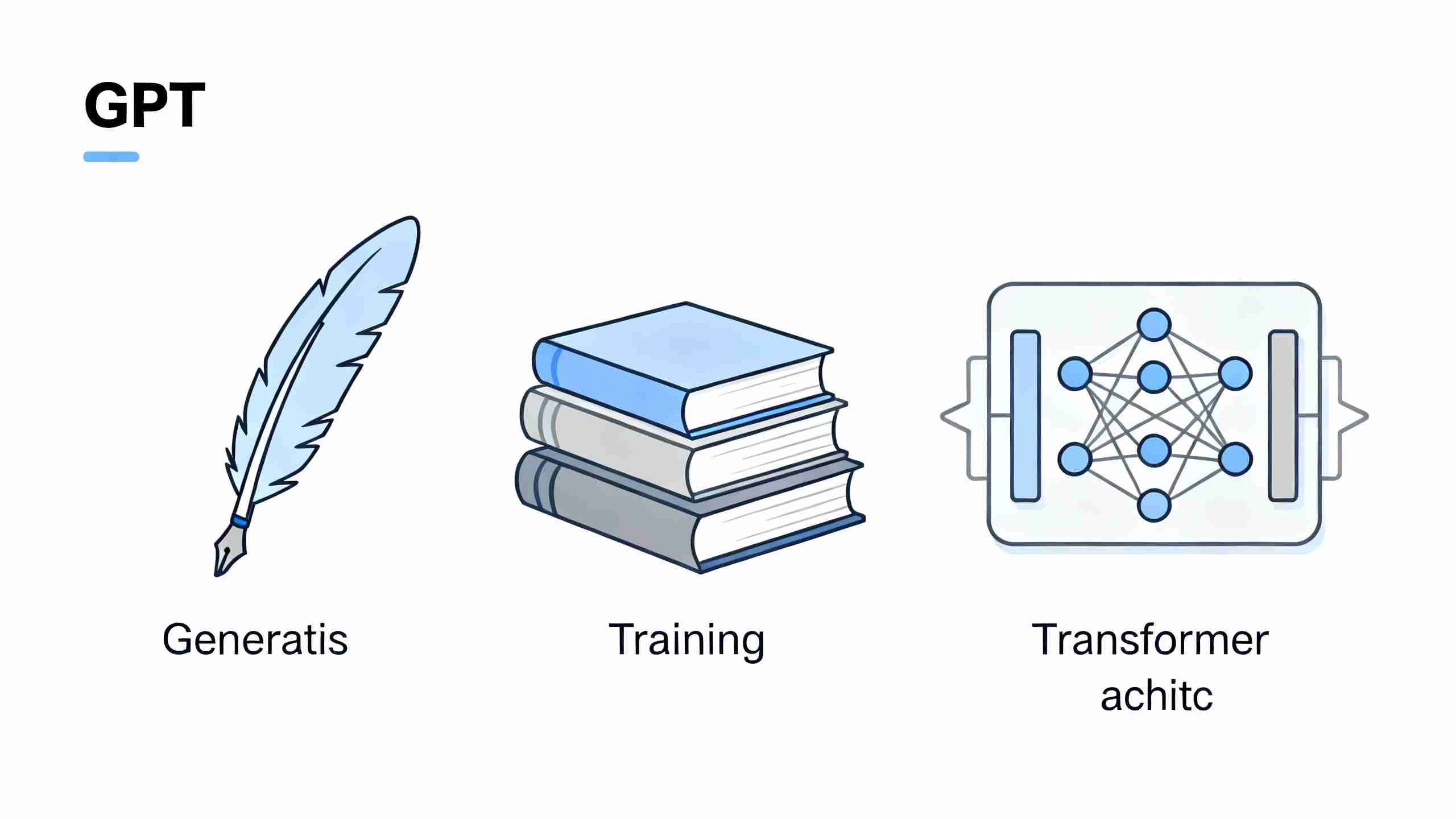 GPT生成式预训练Transformer三要素概念图