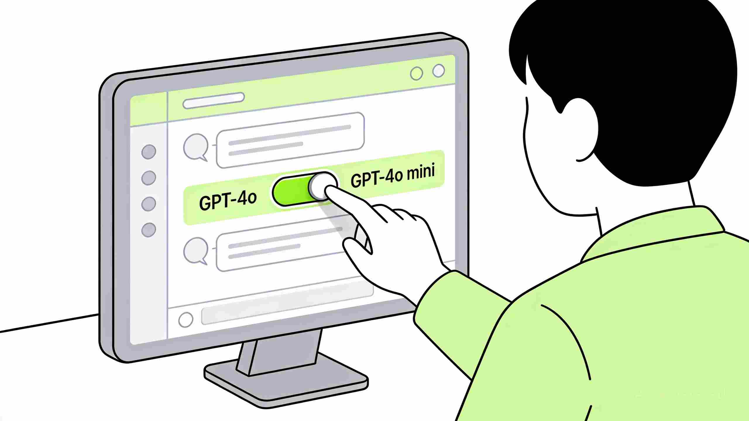 ChatGPT免费版GPT-4o与GPT-4o mini模型动态切换示意图